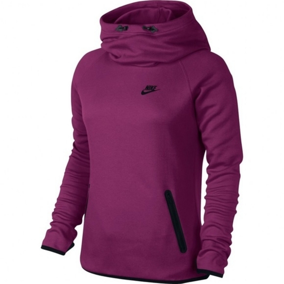 Nike Tops - Nike tech fleece funnel neck hoodie magenta medium